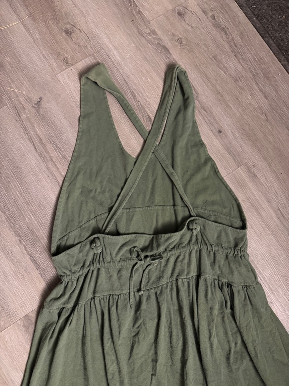 Vintage Blue Fish Olive Green Tadpole Jumper with 2 Pockets - Picture 6 of 8
